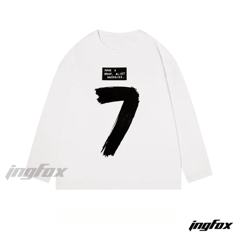 Number 7 Graphic - Classic Cotton Long Sleeve Tee
