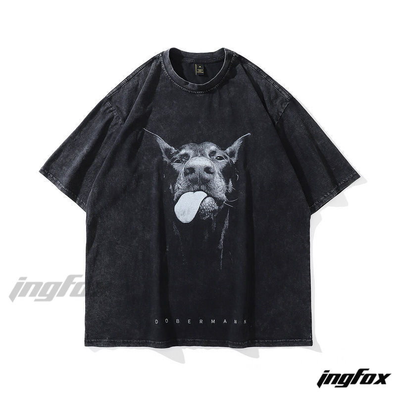 Dobermann Portrait - Vintage Washed Oversized T-Shirt