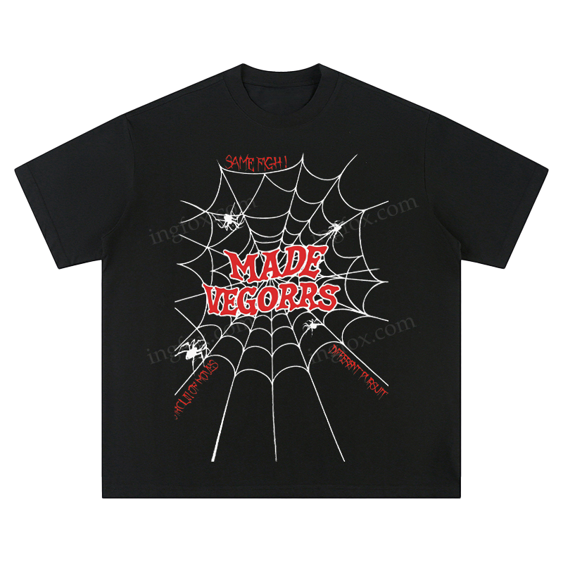 "MADE VEGORRS" Spider Web Graphic - Unisex Fit Short Sleeve T - Shirt
