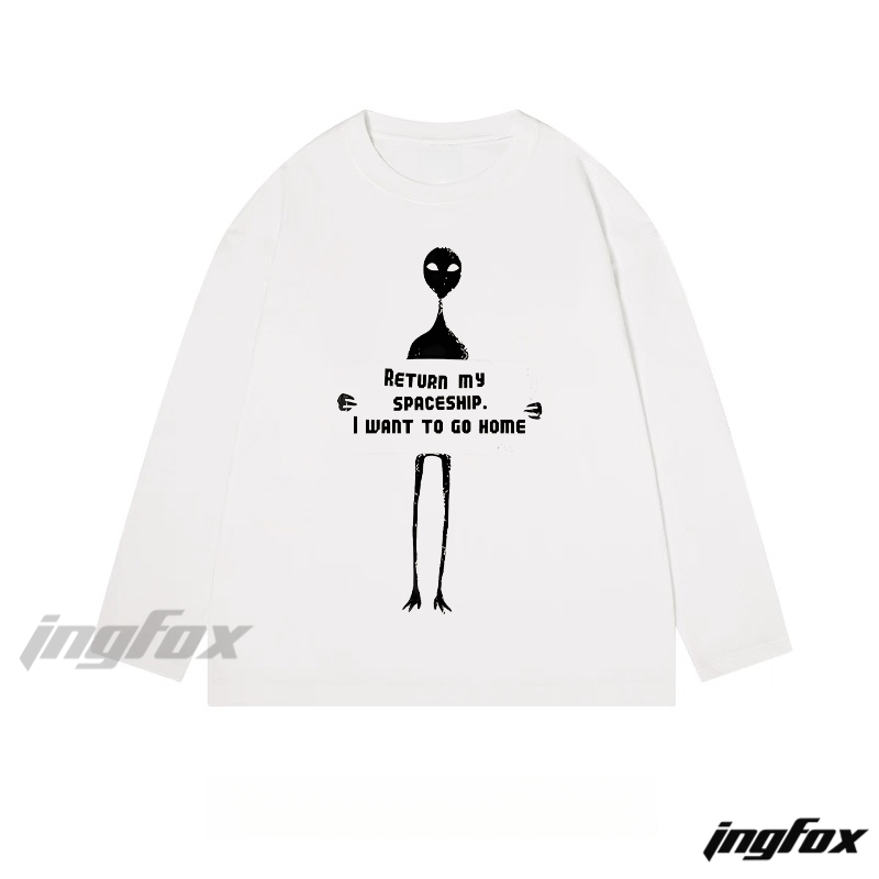 Alien "Return my spaceship. I want to go home" - Themed Classic Cotton Long Sleeve Tee