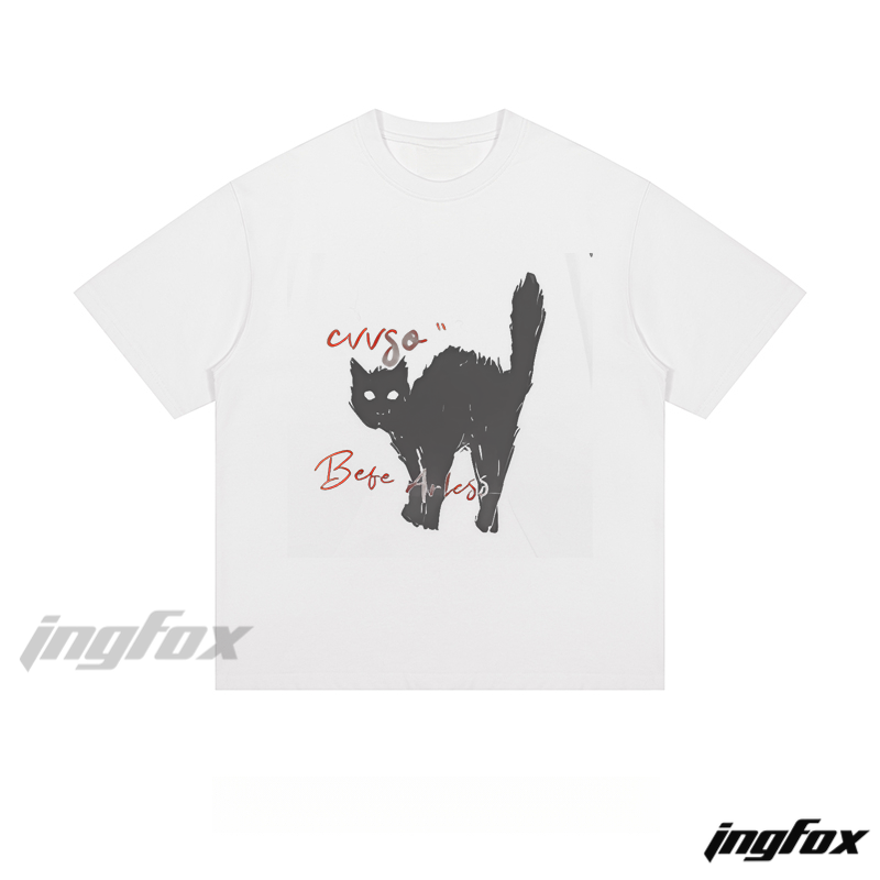 Black Cat Sketch - Loose Fit Short Sleeve T - Shirt