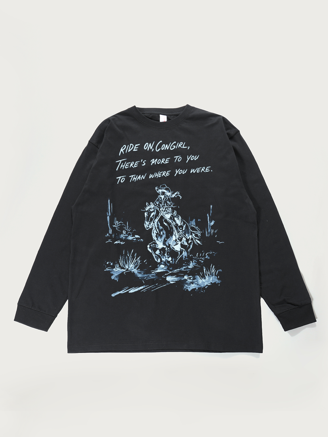 Ride On, Cowgirl - Unisex Retro Cotton Long Sleeve T-Shirt