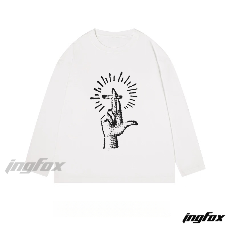 Hand with Cigarette Graphic - Classic Cotton Long Sleeve Tee