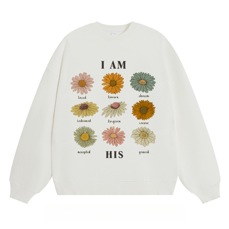 "I AM HIS" Floral - Classic Unisex Fit Crewneck Sweatshirt
