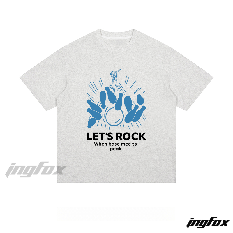 Bowling "LET'S ROCK" Graphic - Loose Fit Short Sleeve T-Shirt