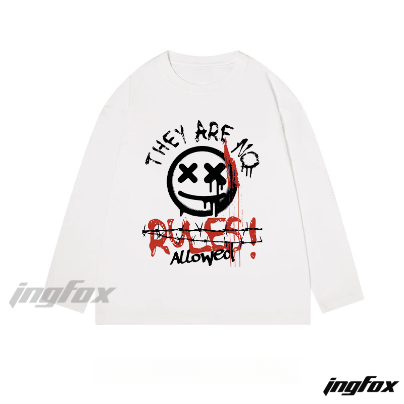 "No Rules Allowed" Slogan - Themed Classic Cotton Long Sleeve Tee