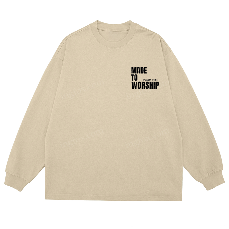 "Made To Worship" Biblical Quote - Classic Unisex Fit Cotton Long Sleeve Tee