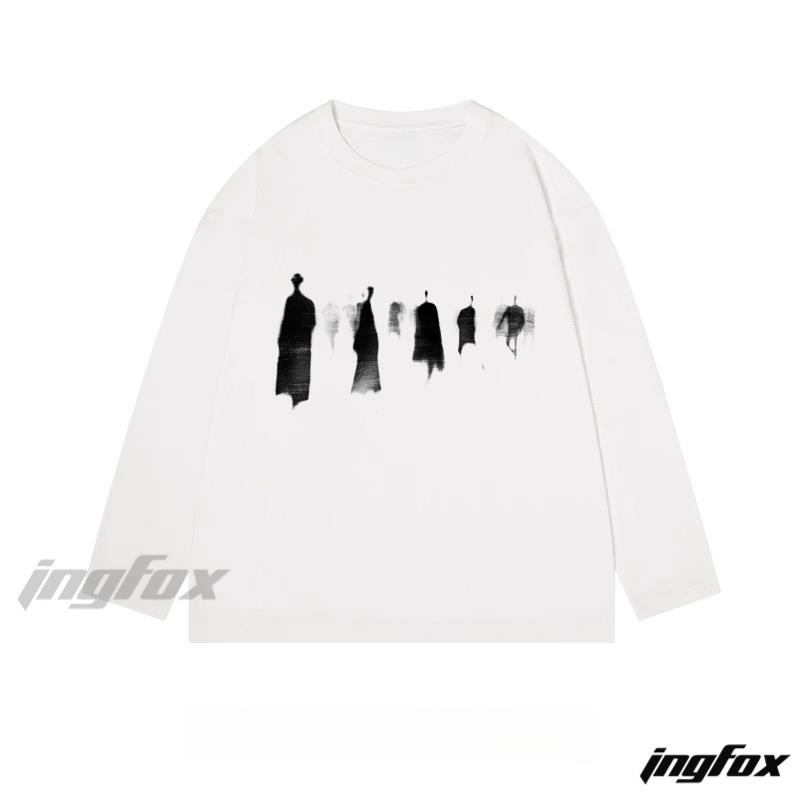 Abstract Figure Lineup Graphic - Classic Cotton Long Sleeve Tee