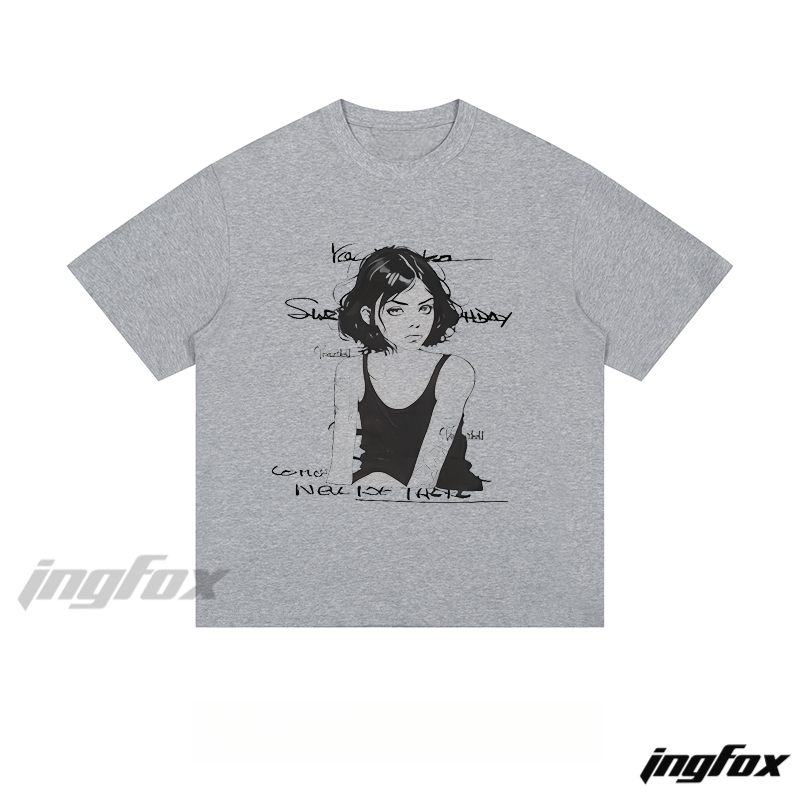 Ink - Style Girl Graphic - Loose Fit Short Sleeve T - Shirt
