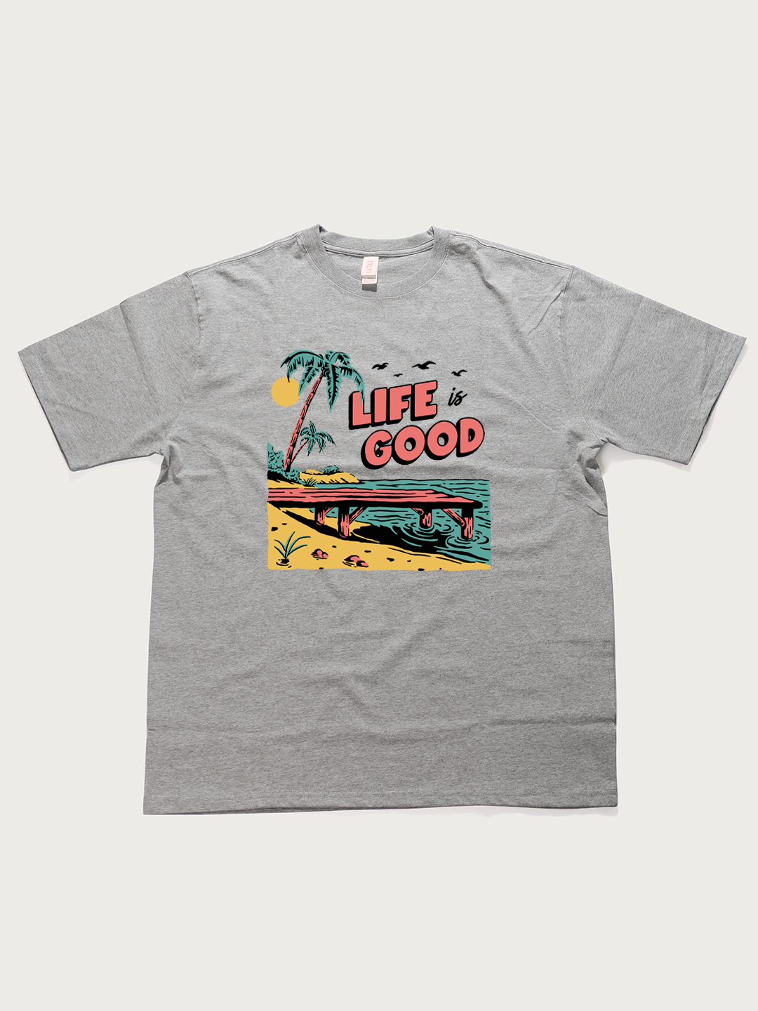 Life Is Good Beach - Unisex Retro Cotton Short Sleeve T-Shirt