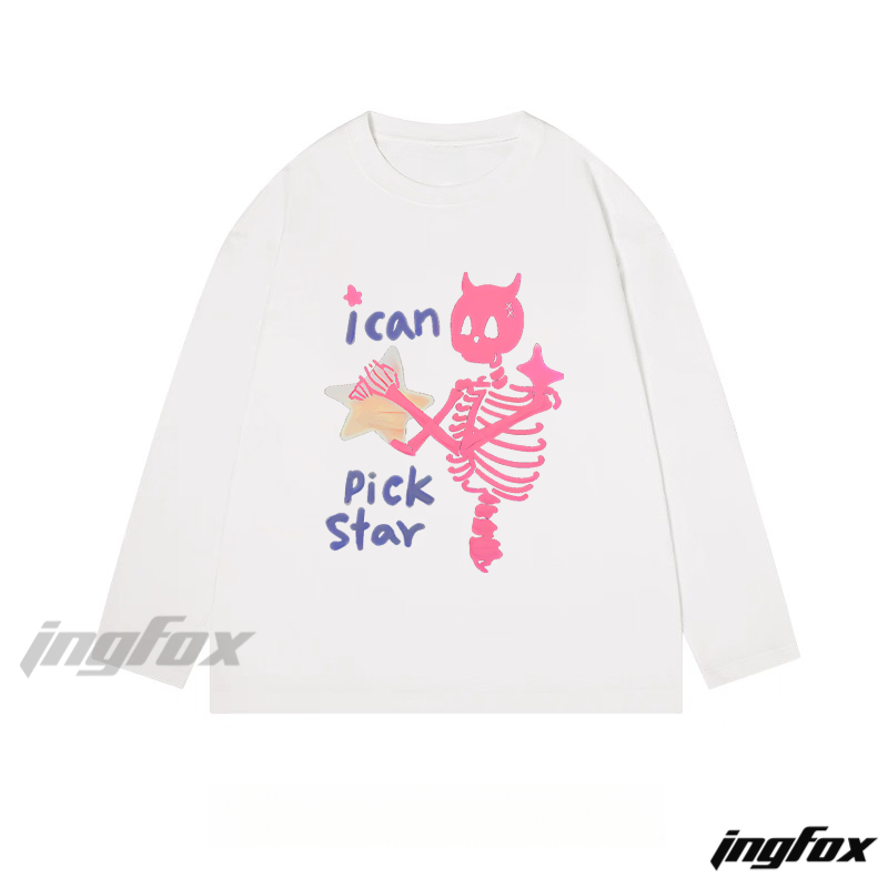 "I Can Pick Star" Skeleton - Themed Classic Cotton Long Sleeve Tee