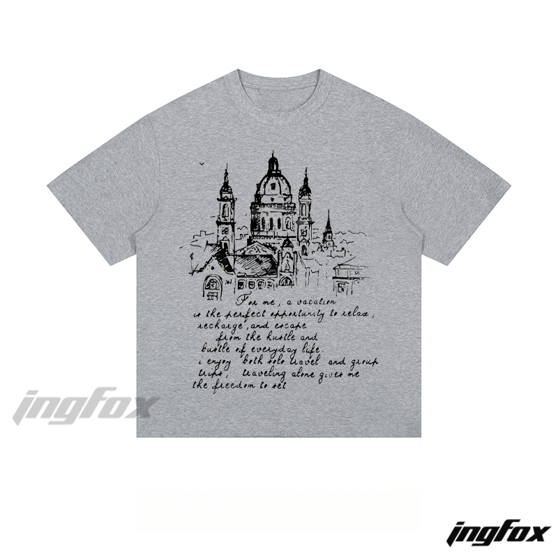 Architectural Sketch & Travel Quote - Loose Fit Short Sleeve T-Shirt