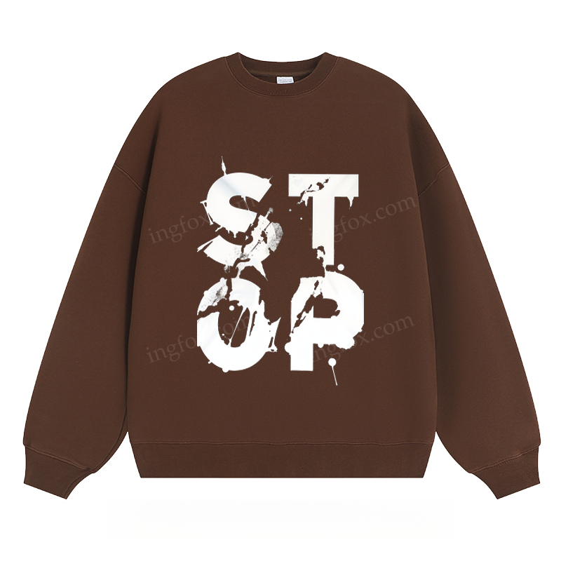 Distressed "STOP" Text - Classic Unisex Fit Crewneck Sweatshirt