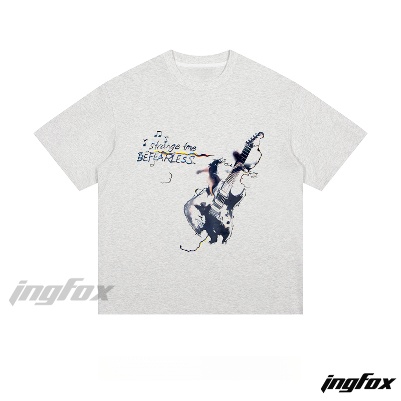 Fearless Guitar Graphic Tee - Loose Fit Short Sleeve T - Shirt