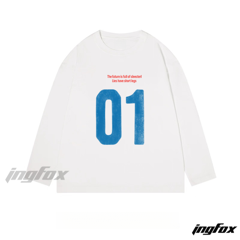 "01" Number & Inspirational Text - Classic Cotton Long Sleeve Tee