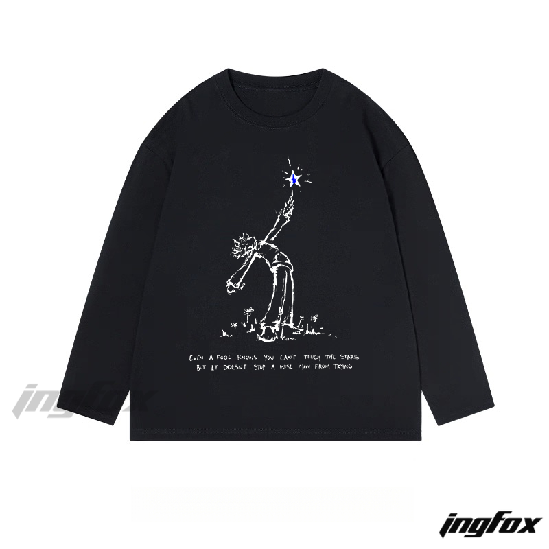 Star - Reaching Inspirational Graphic - Classic Cotton Long Sleeve Tee