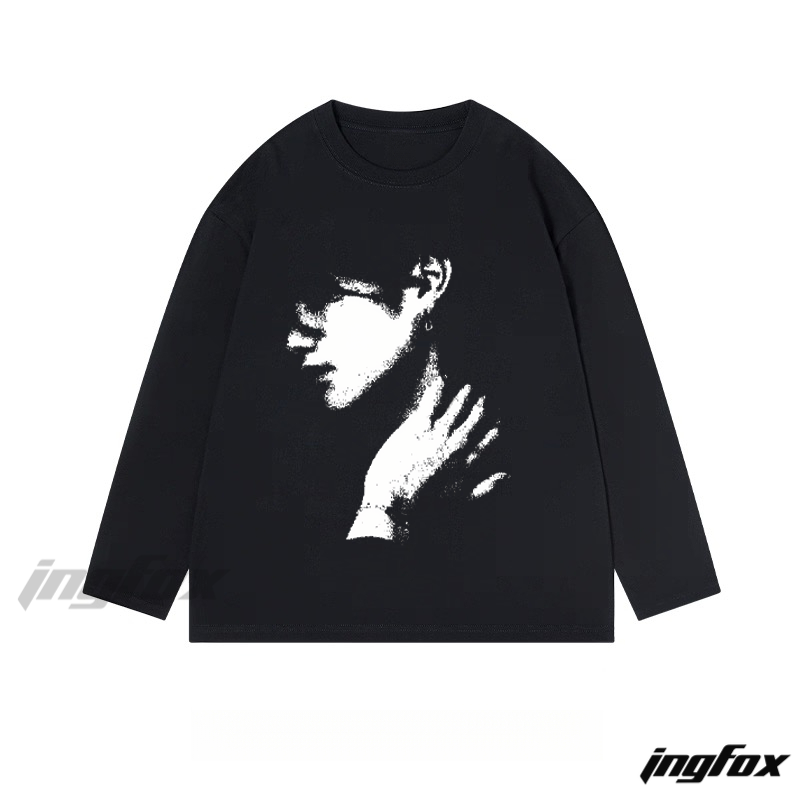 Abstract Figure Silhouette Graphic - Classic Cotton Long Sleeve Tee