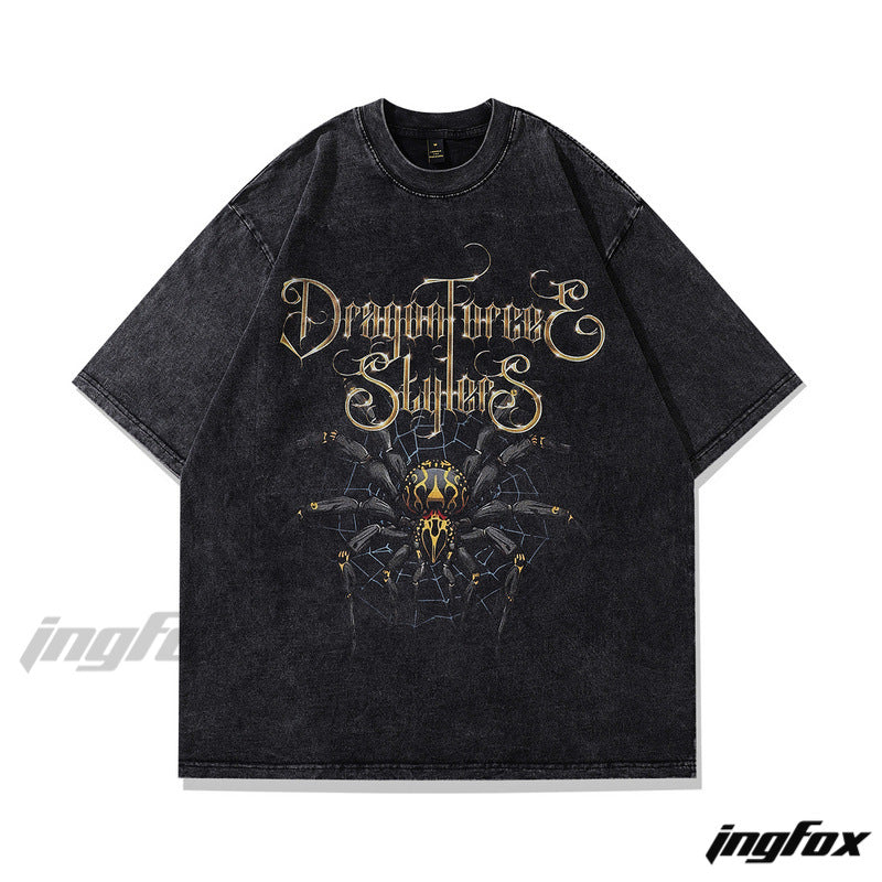 Gothic Spider Vibe - Vintage Washed Oversized T-Shirt