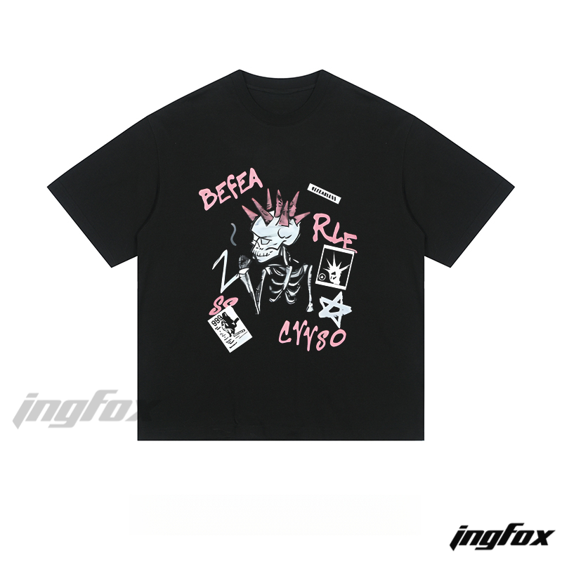 Rebel Skeleton Collage - Loose Fit Short Sleeve T - Shirt