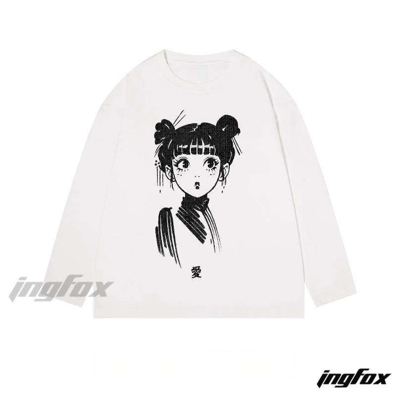 Anime Girl Sketch - Classic Cotton Long Sleeve Tee