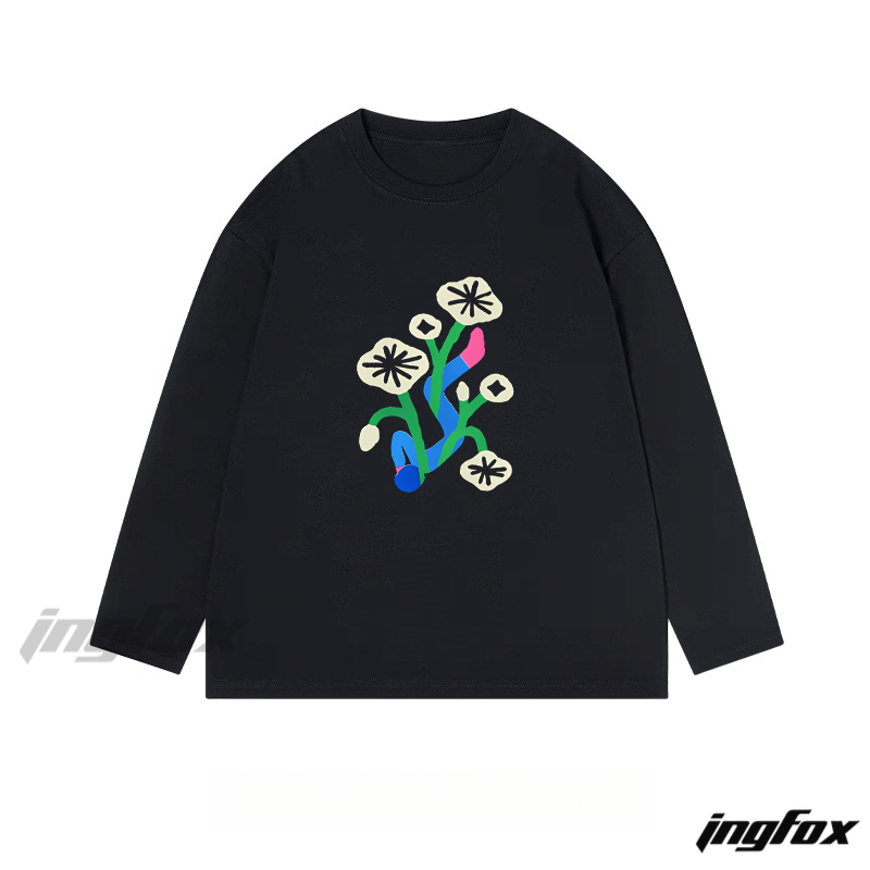 Abstract Floral - Like Graphic - Classic Cotton Long Sleeve Tee