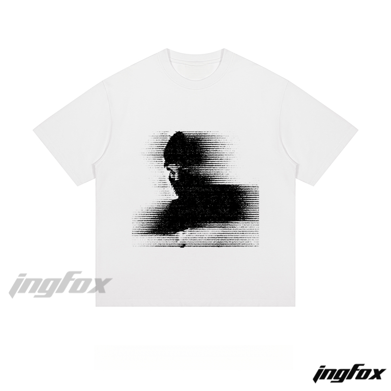 Glitch Art Silhouette Graphic - Loose Fit Short Sleeve T-Shirt