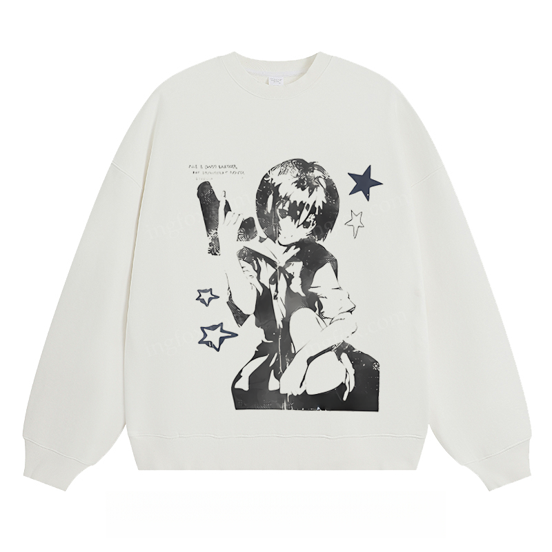 Anime - Style Graphic Crewneck Sweatshirt
