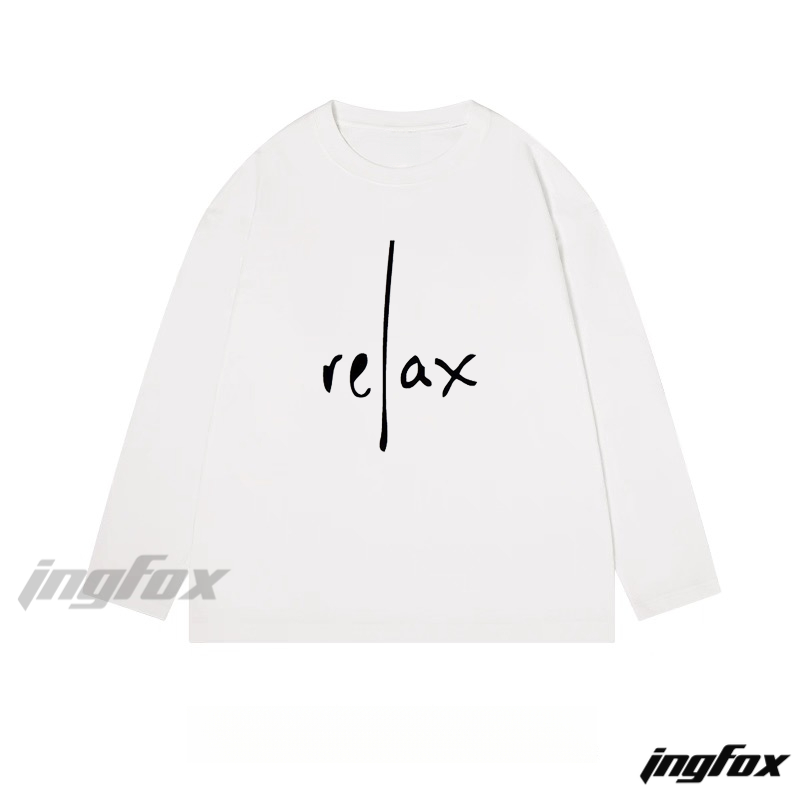 "Relax" Text Graphic - Classic Cotton Long Sleeve Tee