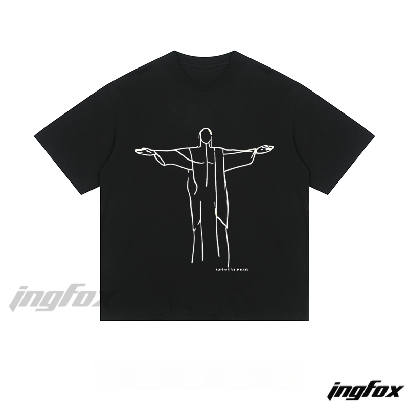 Minimalist Statue Line Art - Loose Fit Short Sleeve T - Shirt