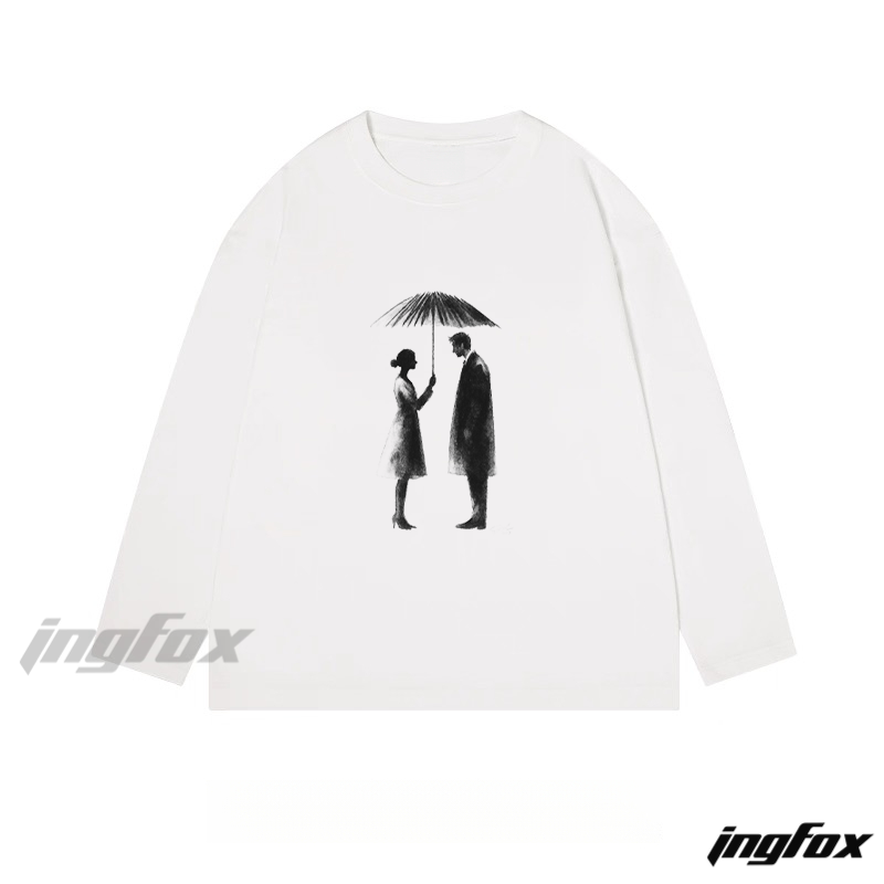 Umbrella - Sharing Couple Sketch - Classic Cotton Long Sleeve Tee