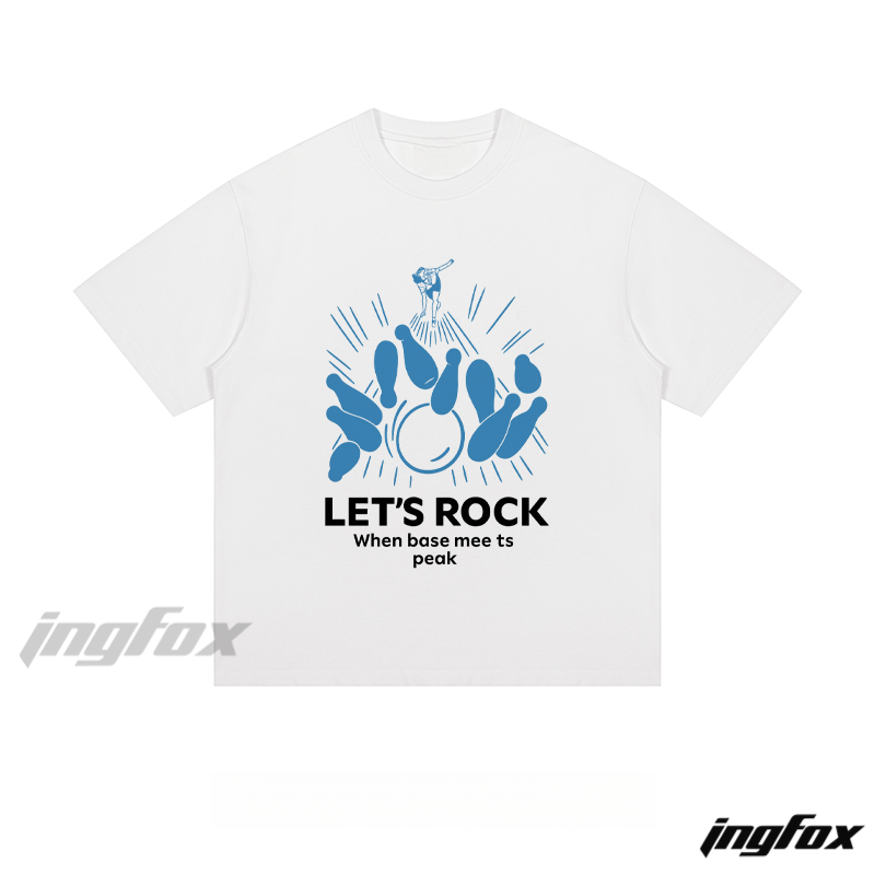 Bowling "LET'S ROCK" Graphic - Loose Fit Short Sleeve T-Shirt