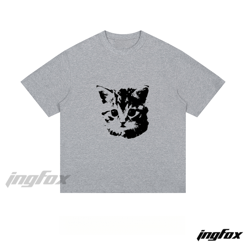 Kitten Face Silhouette - Loose Fit Short Sleeve T-Shirt