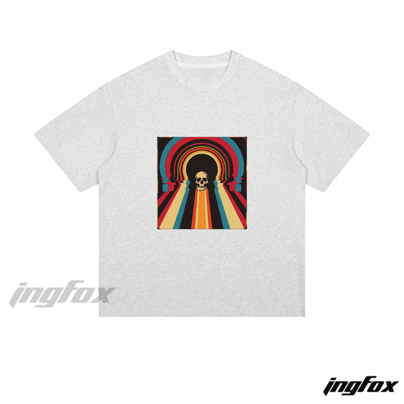 Retro Psychedelic Skull - Loose Fit Short Sleeve T - Shirt