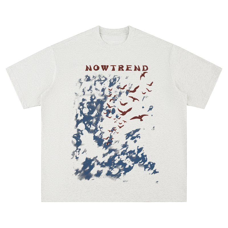 "NOWTREND" Bird & Cloud Graphic - Unisex Fit Short Sleeve T - Shirt