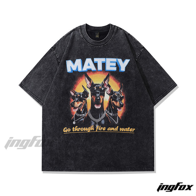 Matey Dobermans Vibe - Vintage Washed Oversized T-Shirt