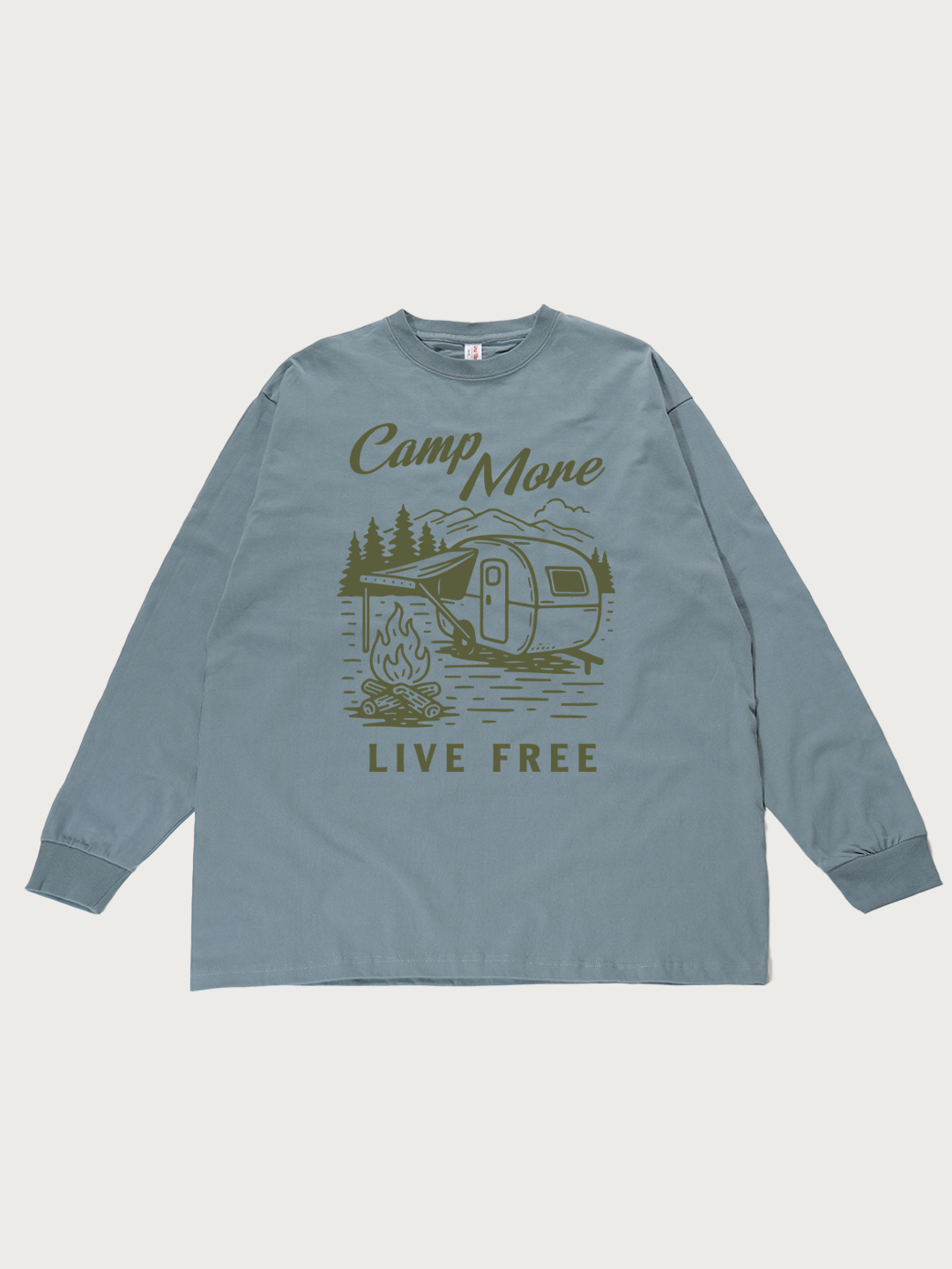 Camp More Live Free - Unisex Retro Cotton Long Sleeve T-Shirt
