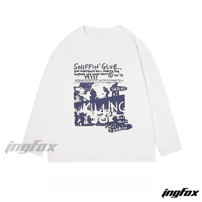 Killing Joke and "Sniffin' Glue" Themed Graphic - Classic Cotton Long Sleeve Tee