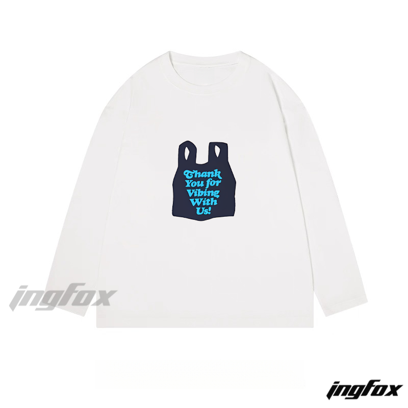"Thank You for Vibing With Us!" Bag Graphic - Classic Cotton Long Sleeve Tee