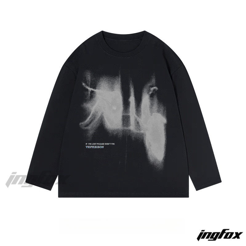 Abstract Black Graphic - Classic Cotton Long Sleeve Tee