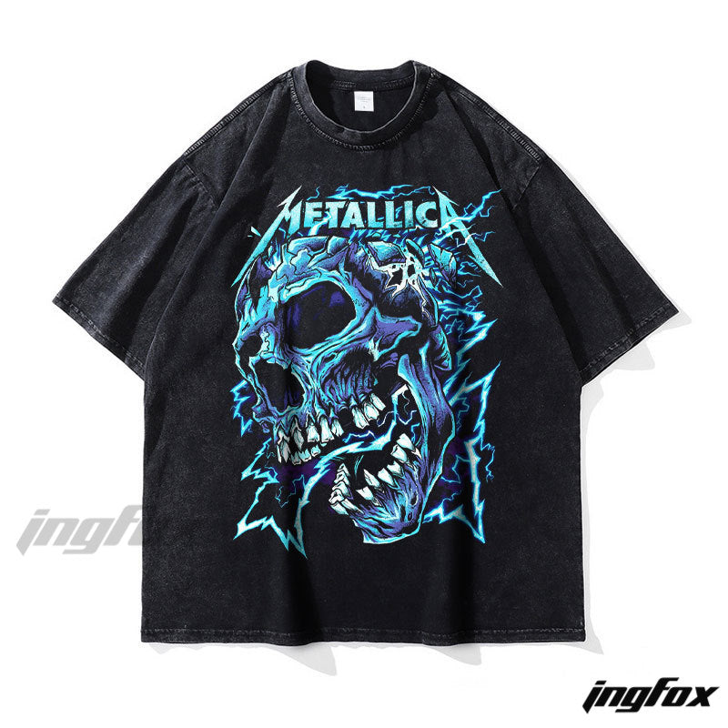 Lightning Skull Metallica - Vintage Washed Oversized T-Shirt