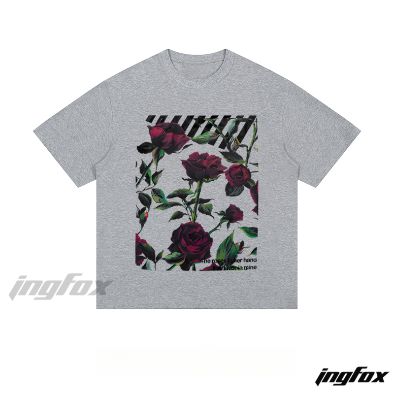 Romantic Red Rose & Poetic Text - Loose Fit Short Sleeve T-Shirt