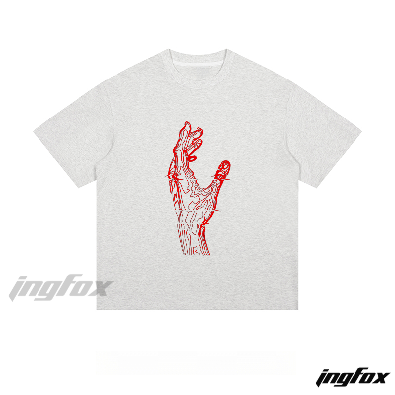 Line Art Hand - Loose Fit Short Sleeve T - Shirt