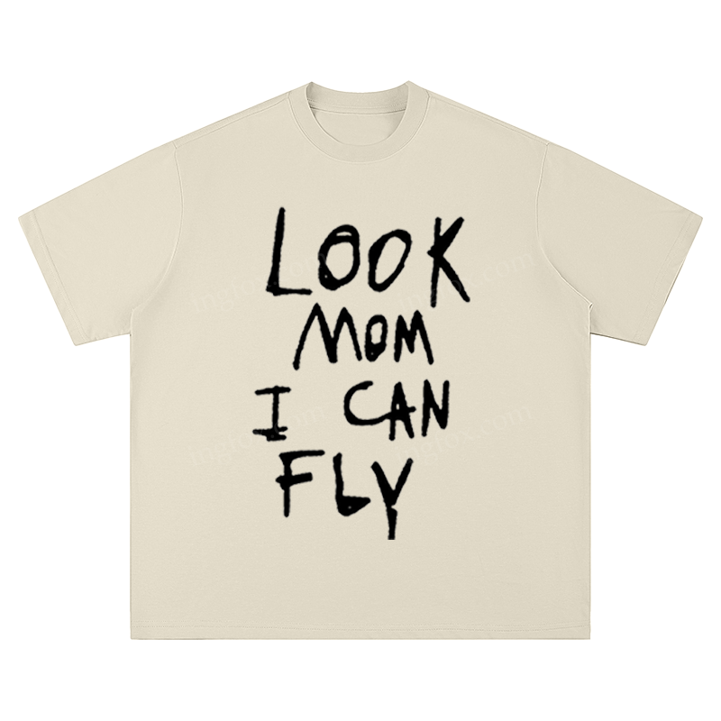 "Look Mom I Can Fly" Slogan - Unisex Fit Short Sleeve T - Shirt