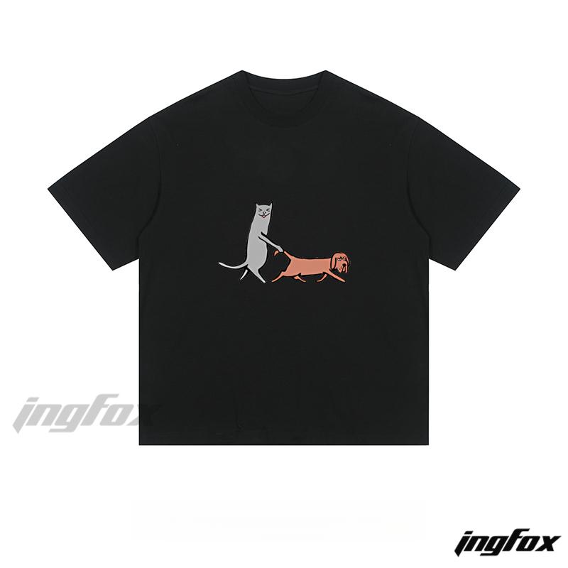 Cat & Dog Walk - Loose Fit Short Sleeve T - Shirt
