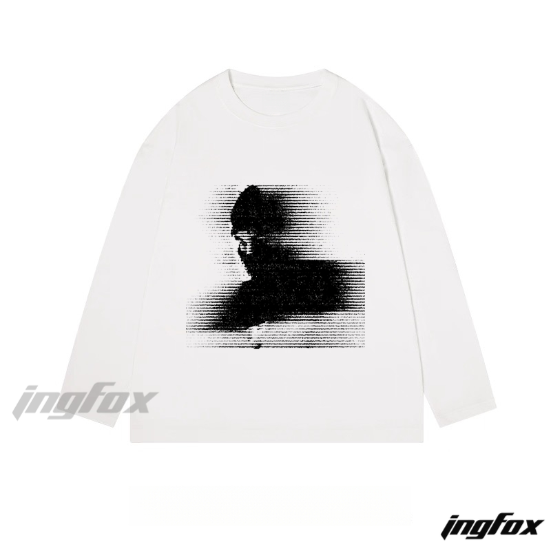 Glitch - Style Figure Graphic - Classic Cotton Long Sleeve Tee