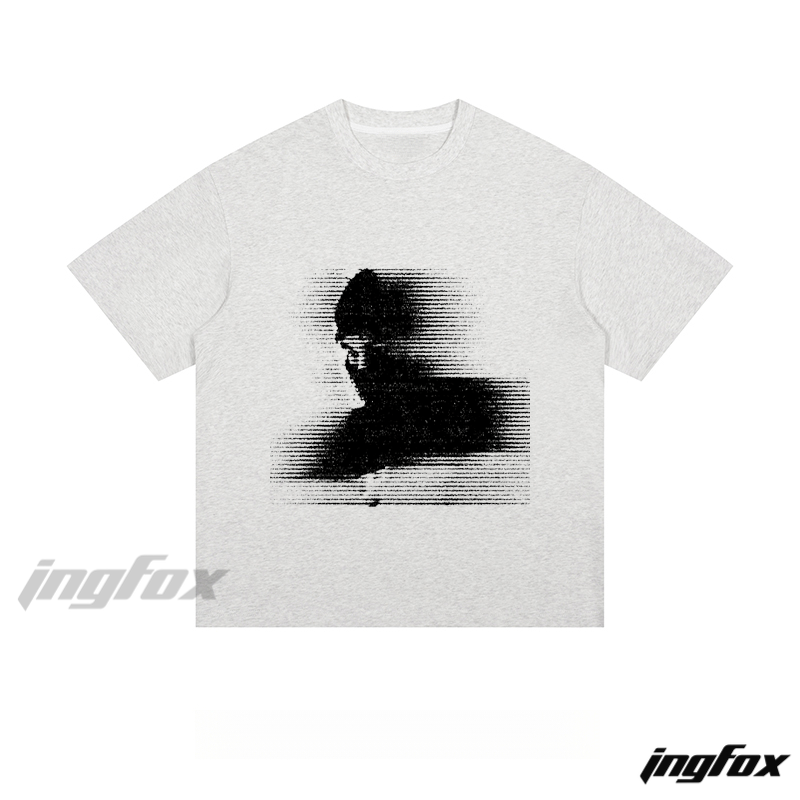 Glitch Art Silhouette Graphic - Loose Fit Short Sleeve T-Shirt