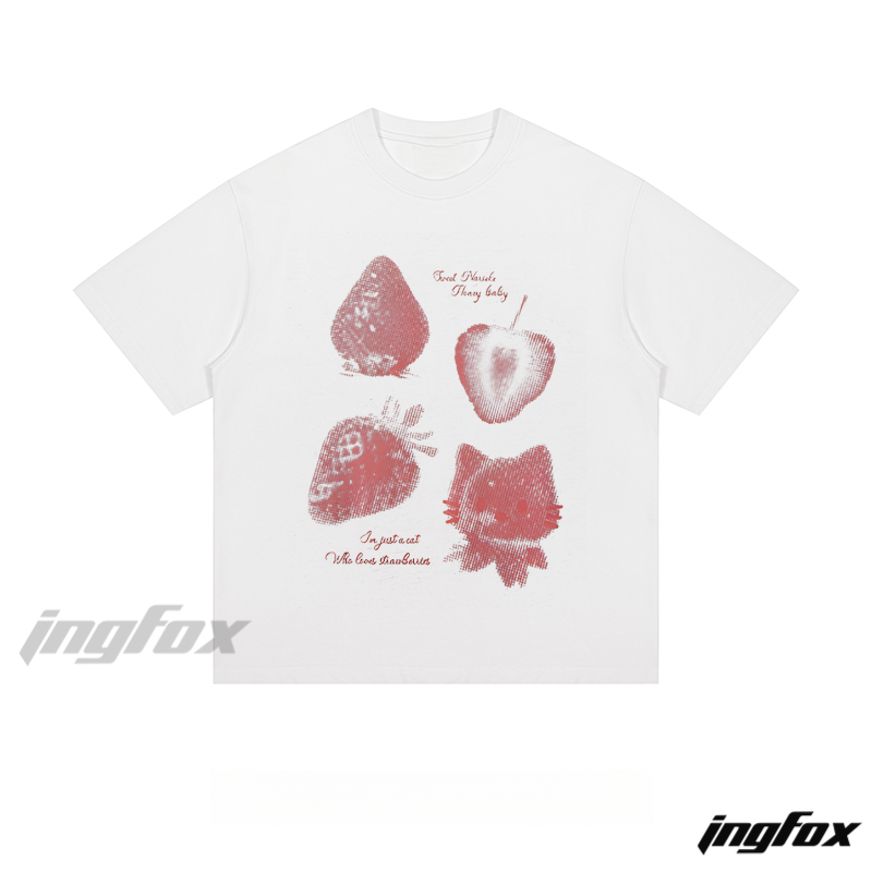 Strawberry & Cat “Fruit Devils” - Loose Fit Short Sleeve T-Shirt