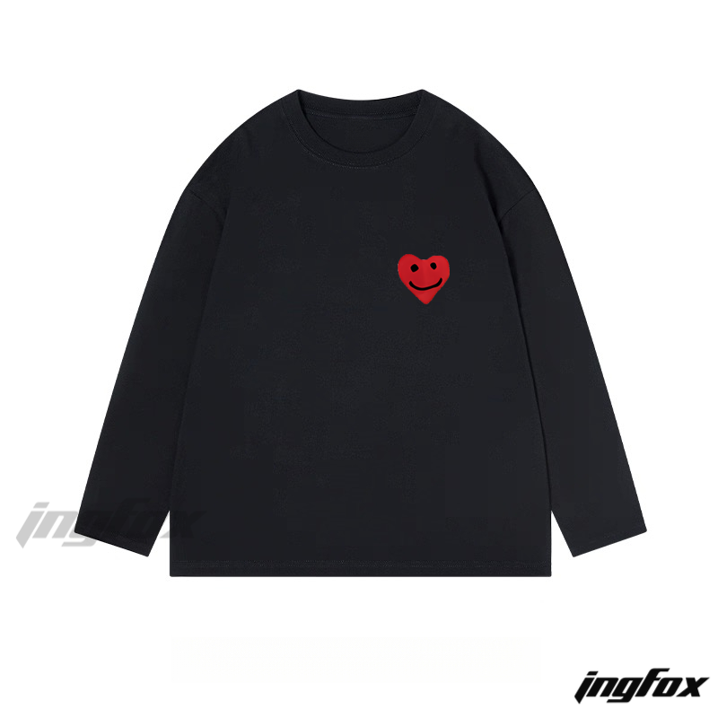 Smiling Heart Graphic - Classic Cotton Long Sleeve Tee