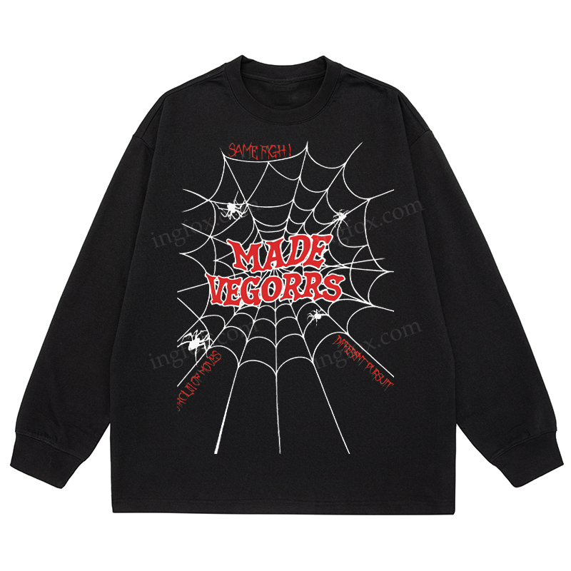 Spider Web "MADE VEGORRS" - Classic Unisex Fit Cotton Long Sleeve Tee
