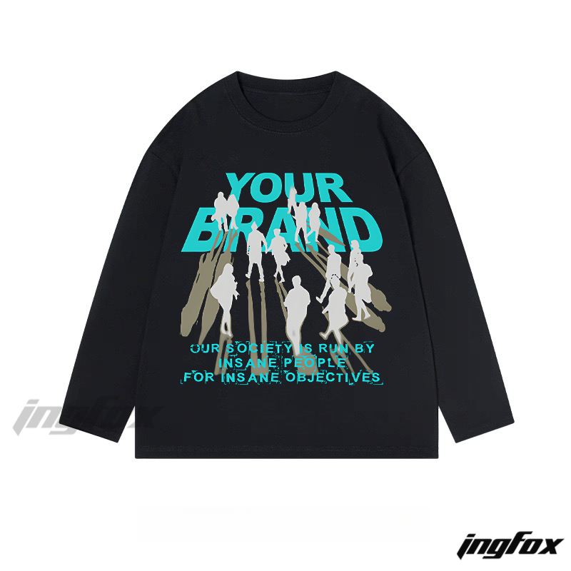 "YOUR BRAND" Silhouette & Text Graphic - Classic Cotton Long Sleeve Tee